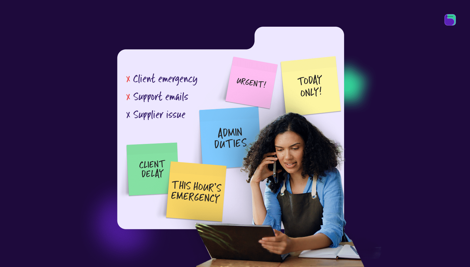 Overwhelmed multitasking worker